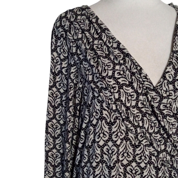 Soft Surroundings Black White Faux Wrap Front Jersey Knit Maxi Dress Size Medium - Picture 3 of 9